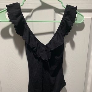 Aritzia Black ruffles bodysuit